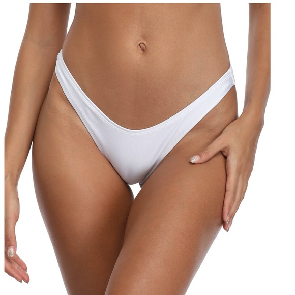 RELLECIGA Women's White High Cut Thong Bikini Bottom Size small NWT - Picture 5 of 6